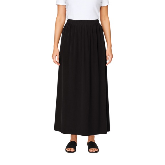 FLAX Jeanne‎ Engelhart Small Maxi Skirt Black Elastic Waist Solid VTG 1402 - Picture 1 of 6